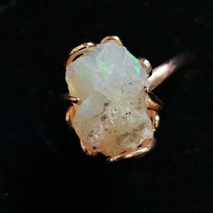 Ethiopian Opal Rose Gold Plated 925S Adjustable Ring